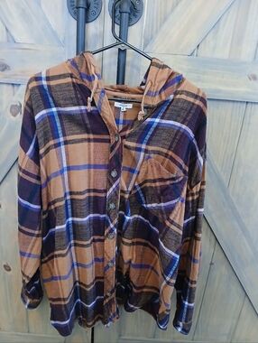 Maurices 3xl Plaid Hooded Flannel